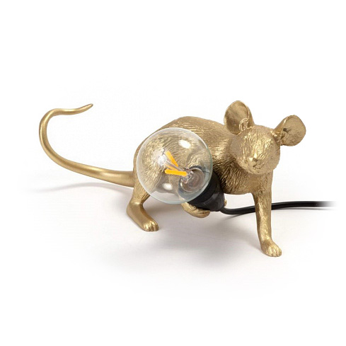Настольная лампа Seletti Mouse Lamp Lyie Down Gold
