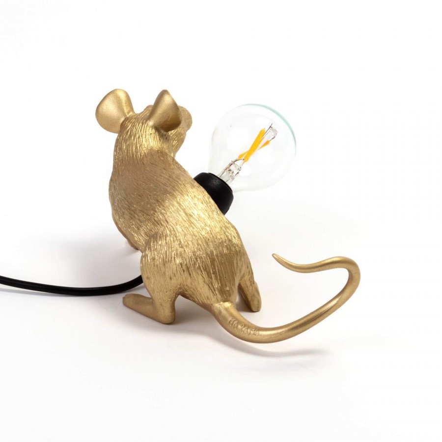 Table lamp Seletti Mouse Lamp Lyie Down Gold