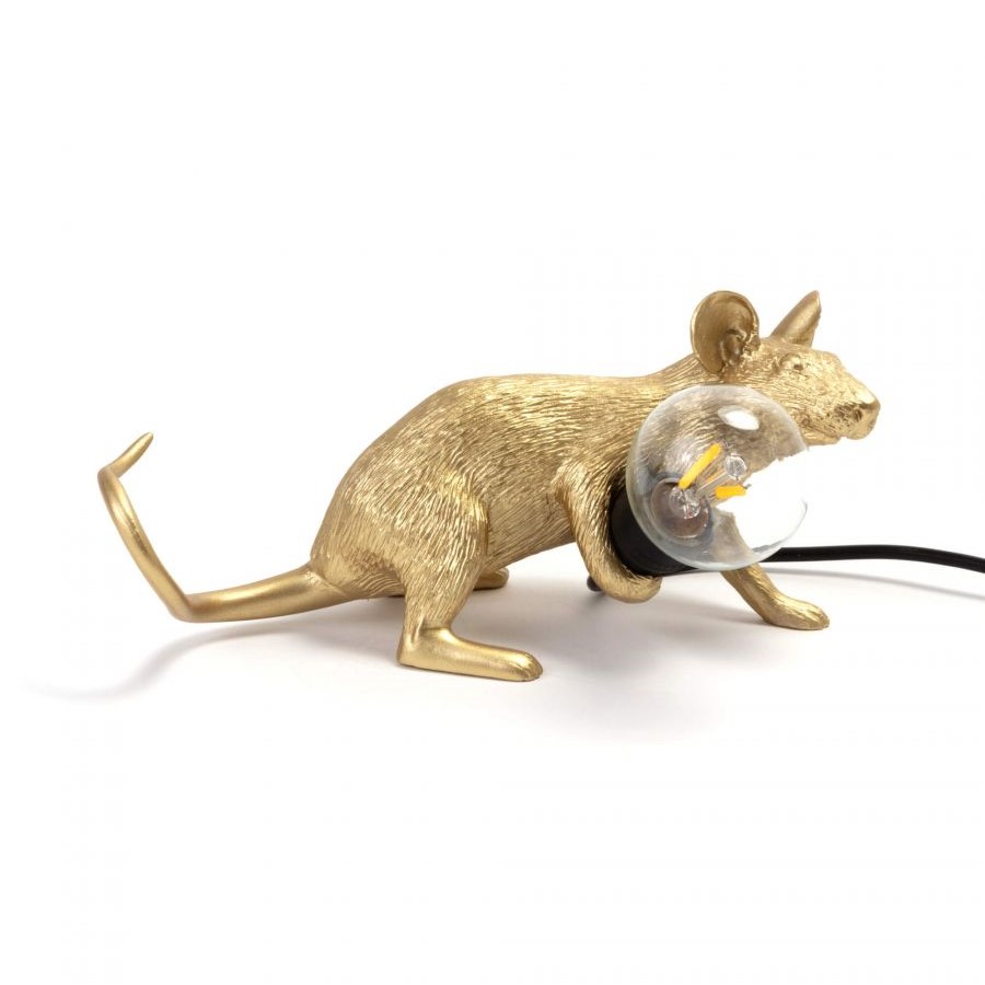 Table lamp Seletti Mouse Lamp Lyie Down Gold